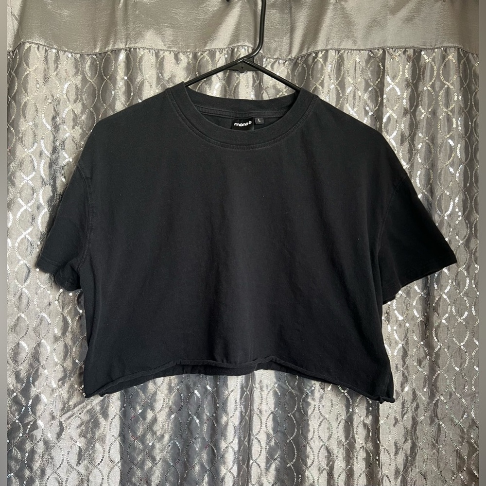 Mono b Women’s Black Cropped T-Shirt Size L